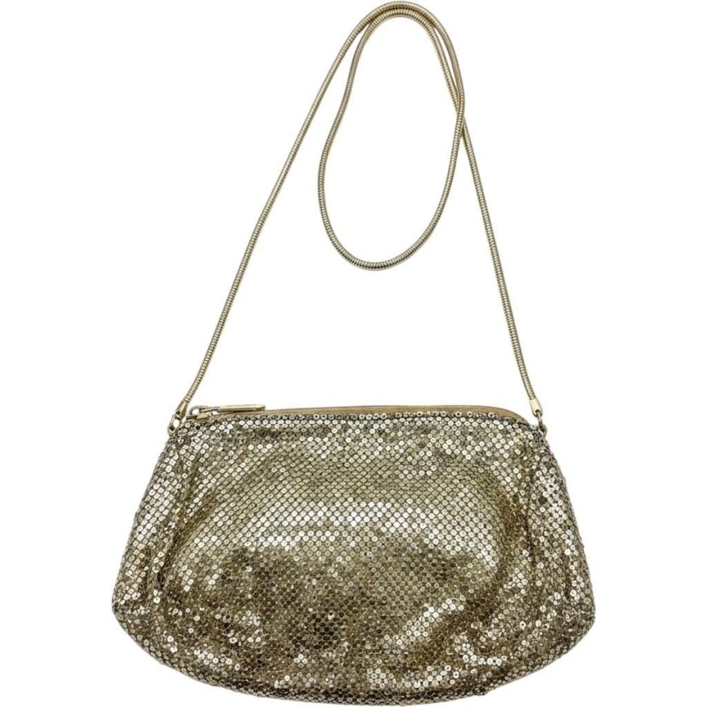 Lyrella Gold Metal Mesh Crossbody Bag Vintage Style Disco Glam Snake Chain Pouch